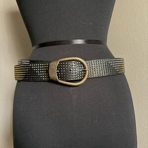 Studded Black Belt with Gold Accents